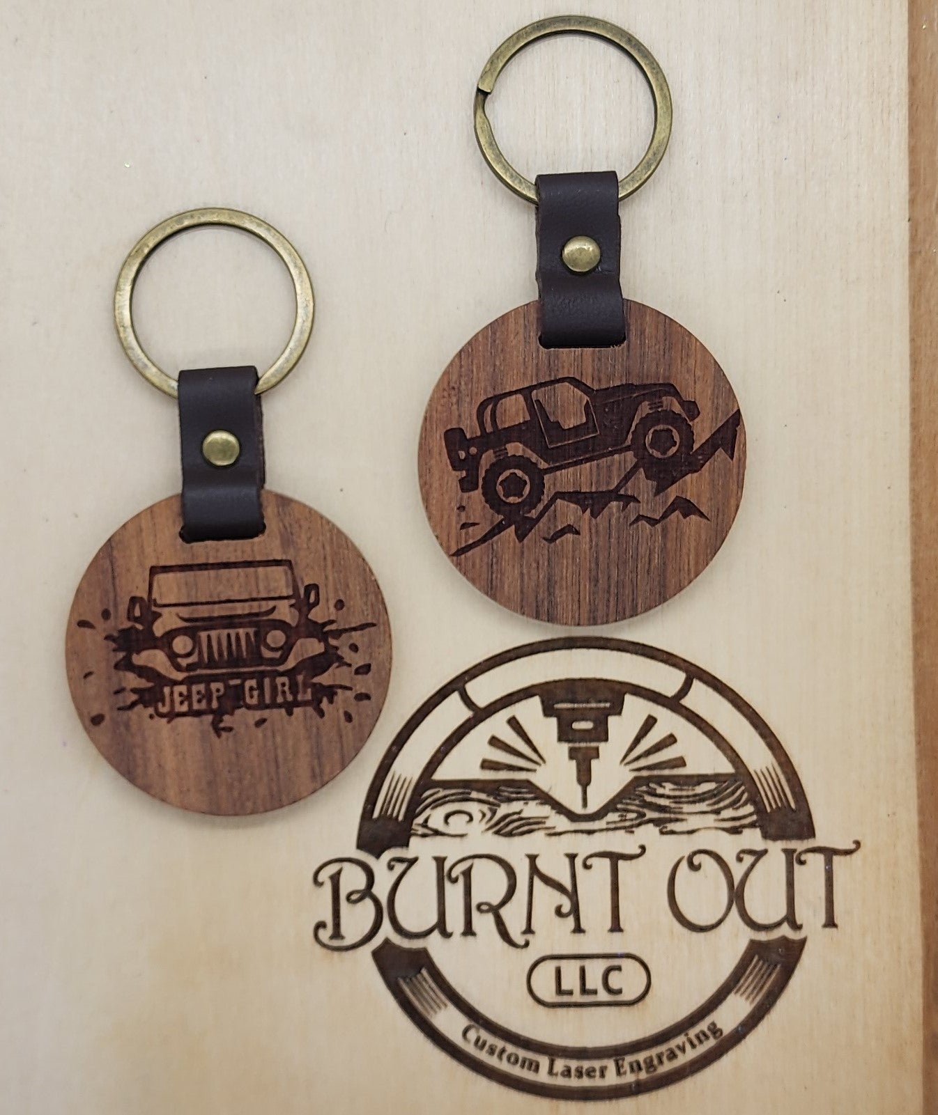 Laser Engraved Walnut Keychains