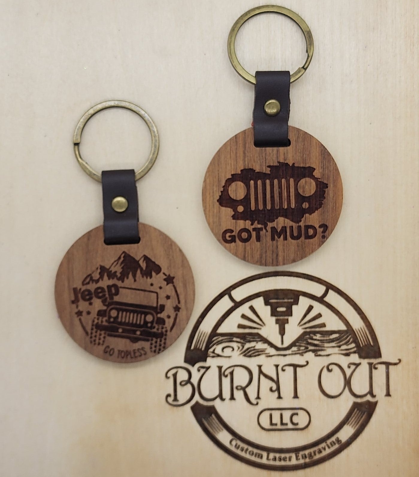 Laser Engraved Walnut Keychains
