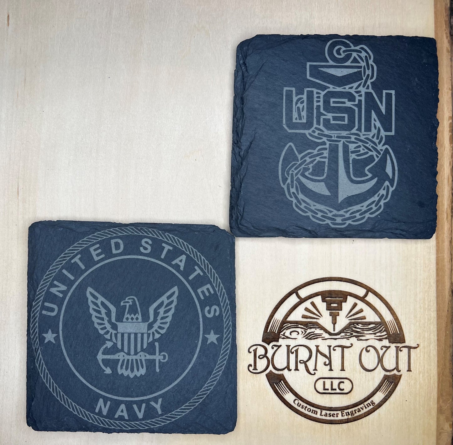 Custom Square Slate Coasters - Set of 4