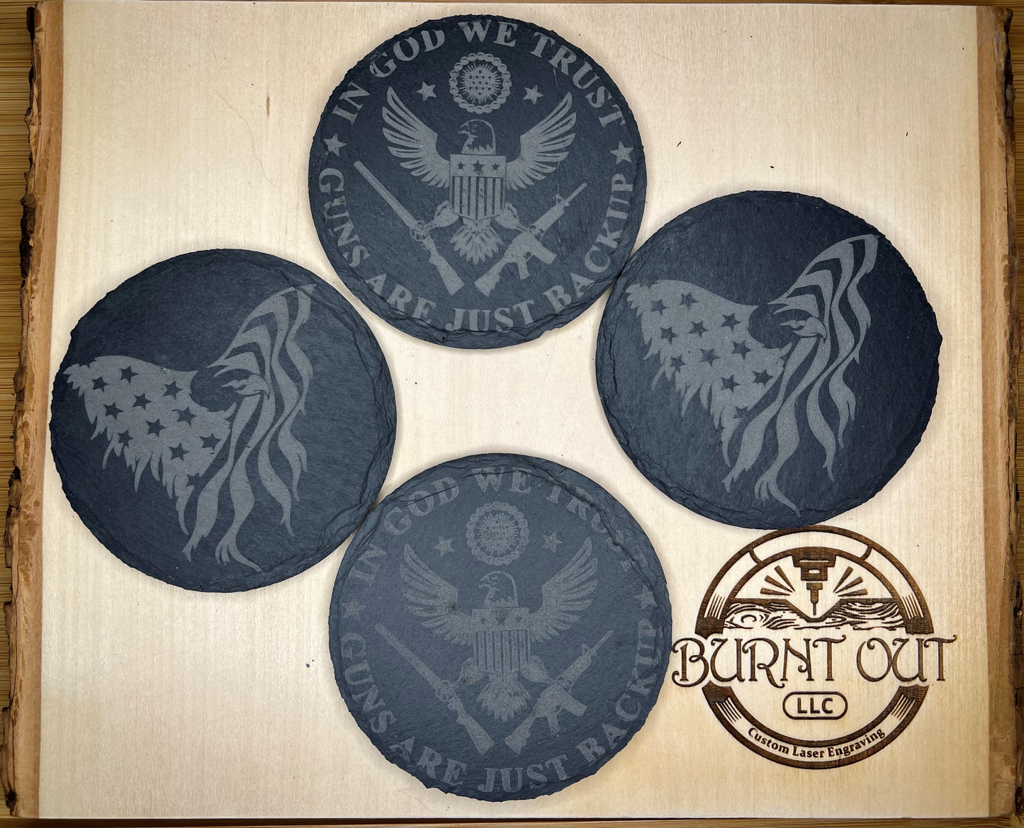 Custom Round Slate Coasters - Set of 4 coasters