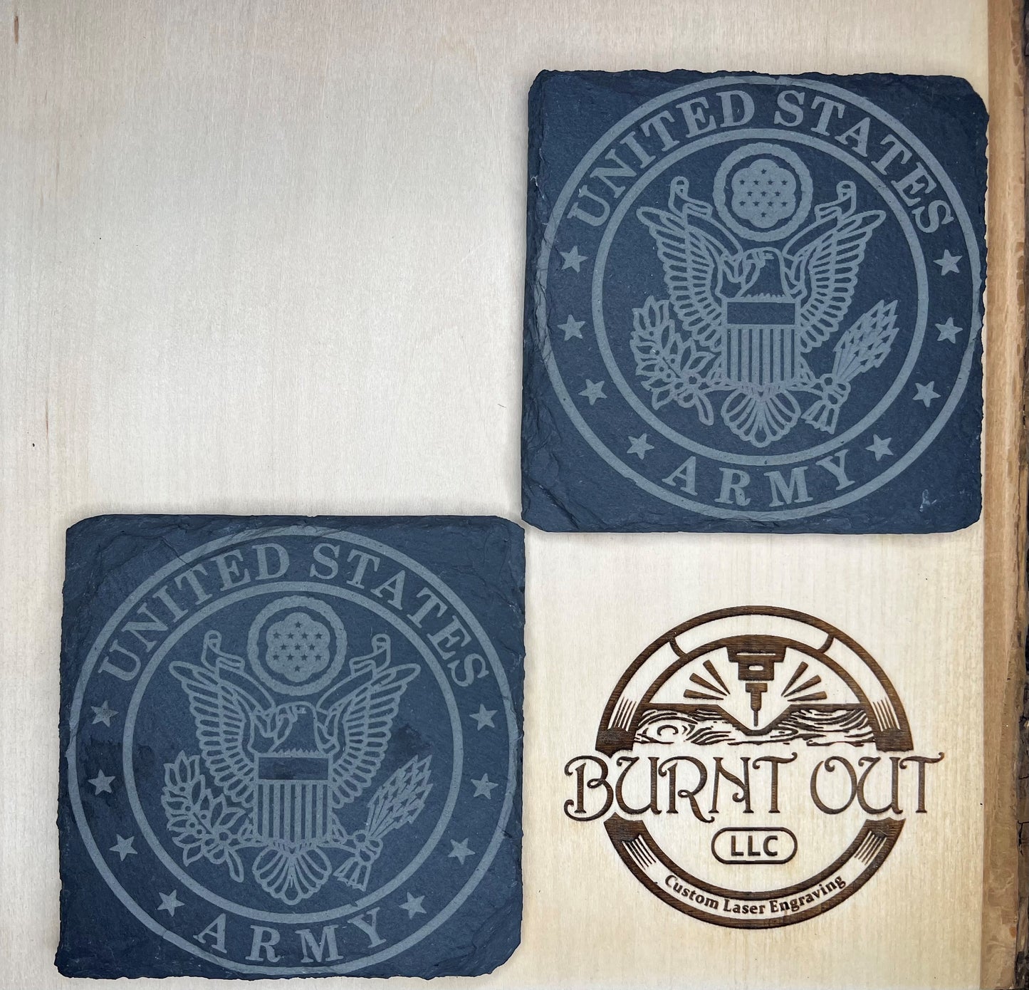 Custom Square Slate Coasters - Set of 4